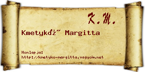 Kmetykó Margitta névjegykártya
